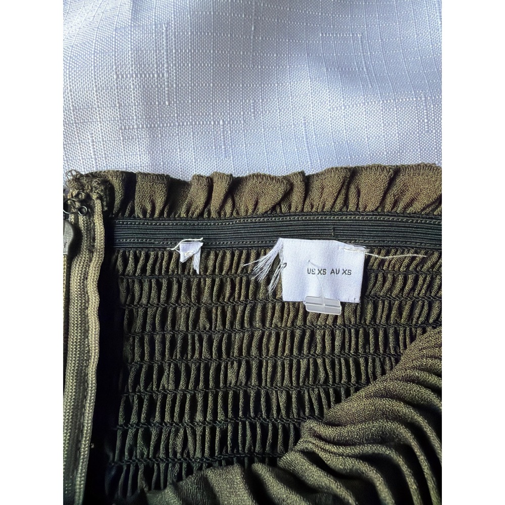 Princess Polly Angelique Olive Green Pleated Strapless Maxi Dress US XS - Picture 7 of 8